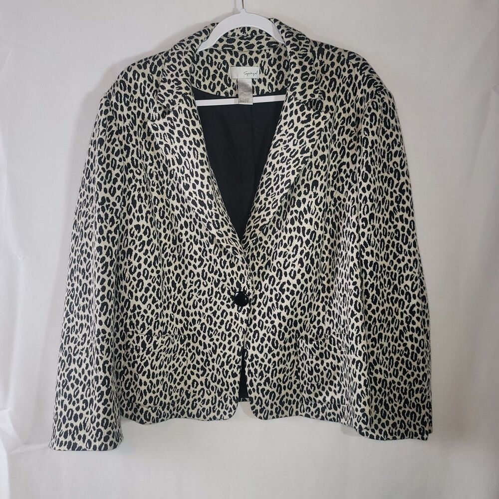 Spiegel Vintage Leopard Animal Print Blazer Jacket Size 20W Plus Y2K Mob Wife